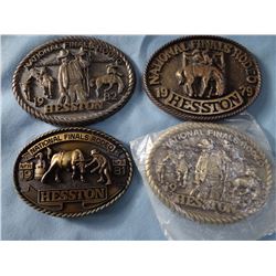 Hesston NFR buckles (4), 79,81,82,82, some worn