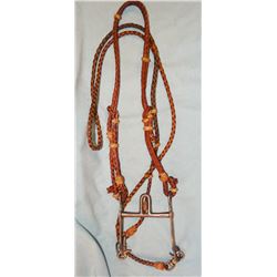 Buermann silver mtd spade bit w/ braided leather headstall & reins