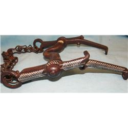 Mexican silver inlaid bit w/original chain