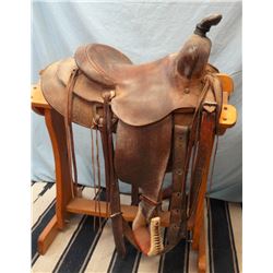 Jordan & Sons, 14.5", stock saddle, double rig, rough out