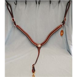 Cowperson Tack breast collar - dark colored with turquise crosses
