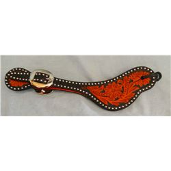 Two tone stamped and studded spur straps, new!