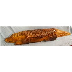 Carved wooden alligator