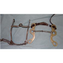 2 bits: Silver mtd snaffle bit and new chased iron curb bit