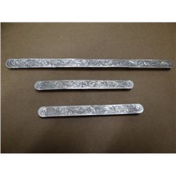3 engraved sterling silver bridle decor panels