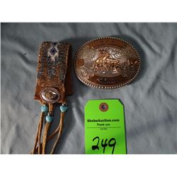 1992 MRA Break Away Roping runnerup buckle & Blackfeet beaded ladies cuff