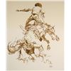 Image 1 : R. Lynch ink wash, Bronc Rider, 16" x 20", unframed
