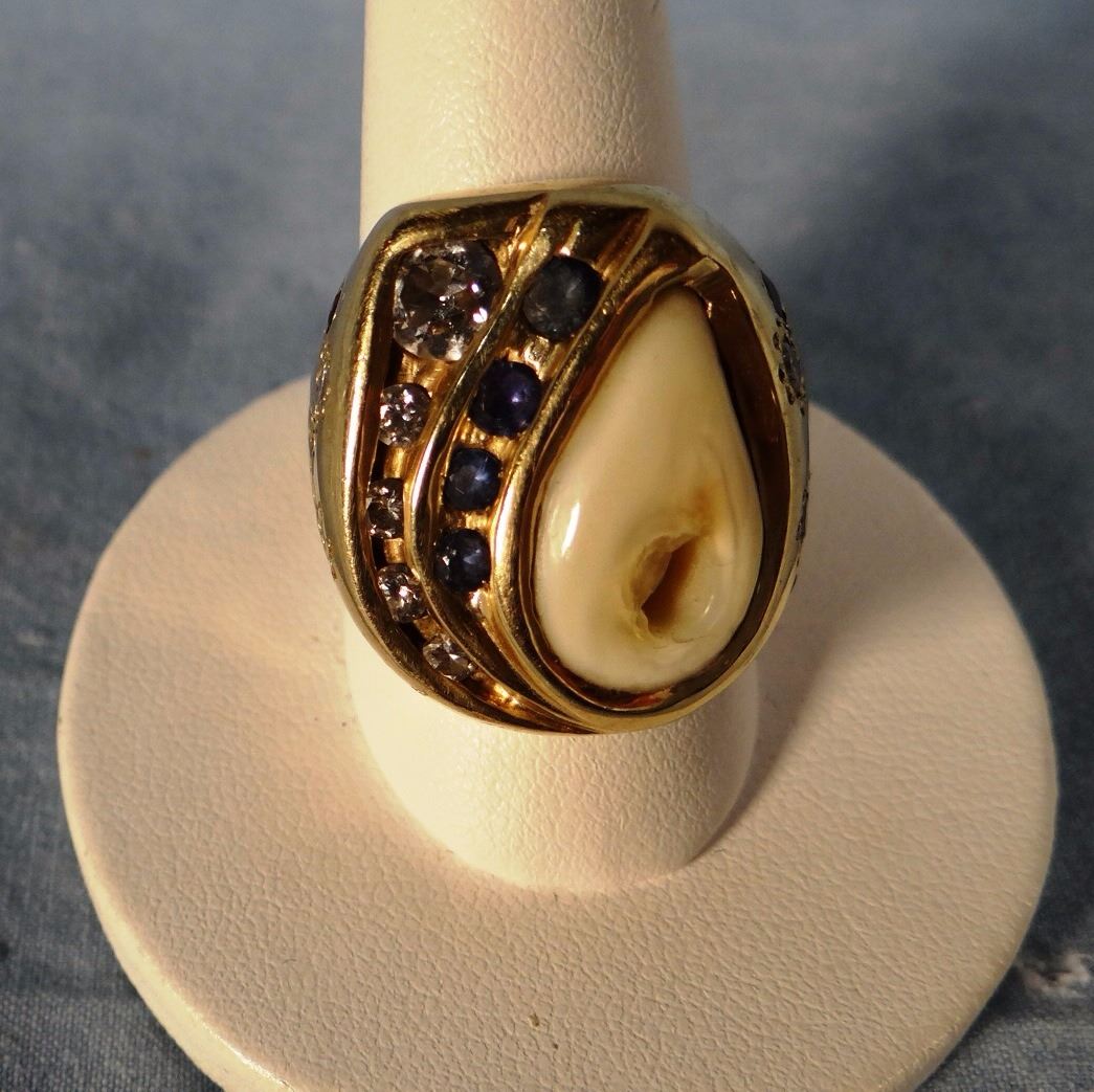 Elk ivory & gemstone men's ring, yogo sapphires, rubies, diamonds, MT ...