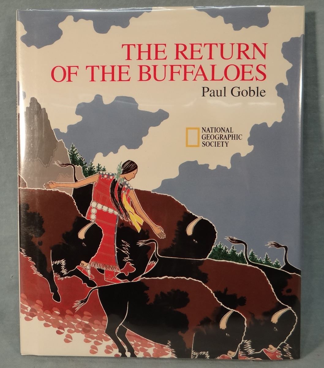 Paul Goble watercolor, Indian Buffalo Hunt, 9" x 13", with Goble's book