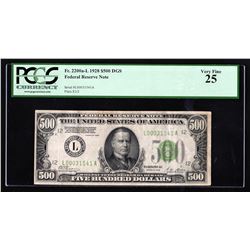 1928 $500 Federal Reserve Note San Francisco PCGS VF25