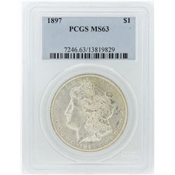 1897 $1 Morgan Silver Dollar Coin PCGS MS63