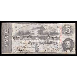 1863 $5 The Confederate States of America Note