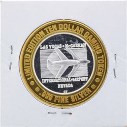 .999 Silver Las Vegas Airport $10 Casino Gaming Token Limited Edition