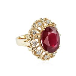 14KT Yellow Gold 12.00ct Ruby and Diamond Ring