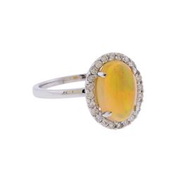 14KT White Gold 2.44ct Opal and Diamond Ring