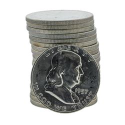 Roll of (20) 1957-D Brilliant Uncirculated Franklin Half Dollar Silver Coins