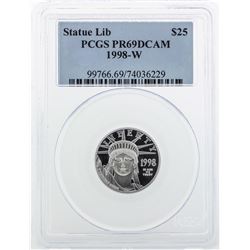 1998-W $25 American Platinum Eagle Statue of Liberty Coin PCGS PR69DCAM