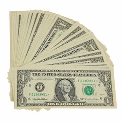Lot of (50) Consecutive 1995 $1 Federal Reserve STAR Note CU