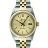 Image 1 : Rolex Mens Two Tone Gold Champagne Index and Fluted Bezel Datejust Wristwatch