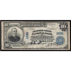 1902 $10 Peoples-First National Bank of Charleston Currency Note