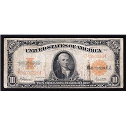 1922 $10 Large Size Gold Certificate Note