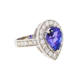 14KT White Gold 4.02ct Tanzanite and Diamond Ring