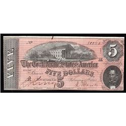 1864 $5 The Confederate States of America Note