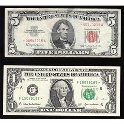 STAR Note Pack of (1) 2003A $1 Federal Reserve Note & (1) 1963 $5 Legal Tender N