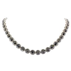 14KT White Gold 79.73ctw Black and White Diamond Necklace
