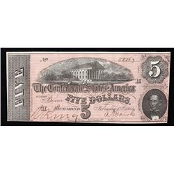 1864 $5 The Confederate States of America Note