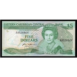 1985 $5 Eastern Caribbean Central Bank Note
