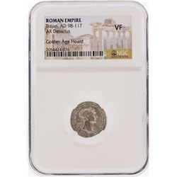 Roman Empire AD 98-117 Trajan AR Denarius Coin NGC VF