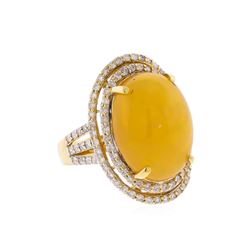 14KT Yellow Gold 10.30ct. Opal and Diamond Ring