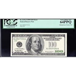 1999 $100 Federal Reserve Note ERROR Missing Green Treasury Seal PCGS 64PPQ