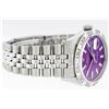 Image 2 : Rolex Mens Stainless Steel Purple Index Pyramid Diamond Datejust Wristwatch