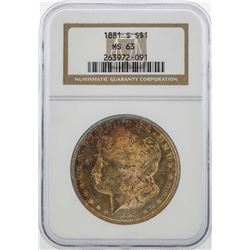 1881-S$1 Morgan Silver Dollar Coin NGC MS63