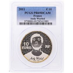 2011 France 10 Euro Andy Warhol Silver Coin PCGS PR69DCAM