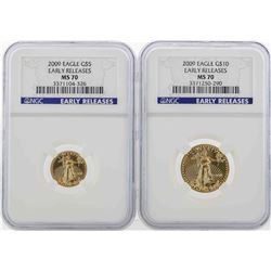 Set of $5/$10/$25/$50 2009 American Gold Eagle Coins NGC MS70