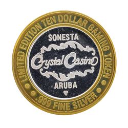 .999 Silver Crystal Casino Aruba $10 Casino Gaming Token Limited Edition