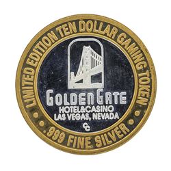 .999 Silver Golden Gate $10 Casino Gaming Token Limited Edition