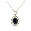 Image 2 : 14KT White Gold 7.20ct. Blue Sapphire and Diamond Pendant with Chain