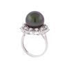 Image 3 : 14KT White Gold 13.00mm Tahitian Cultured Black Pearl and Diamond Ring
