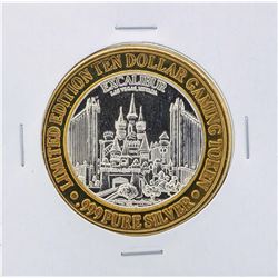 .999 Silver Excalibur $10 Casino Gaming Token Limited Edition