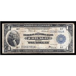 1918 $1 Federal Reserve Bank Note Chicago - Hole near face