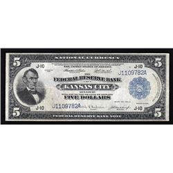 1918 $5 Large Size National Currency Note Kansas City Missouri