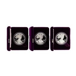 1986-1988 1oz American Silver Eagle Proof Coins with Box