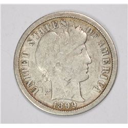 1899-O BARBER DIME, F/VF