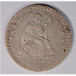 1855 SEATED LIBERTY QUARTER WITH ARROWS  AU+ NICE