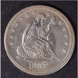 1857 SEATED QUARTER CH AU NICE ORIGINAL