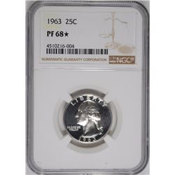 1963 WASHINGTON QUARTER, NGC PF-68* ( STAR )